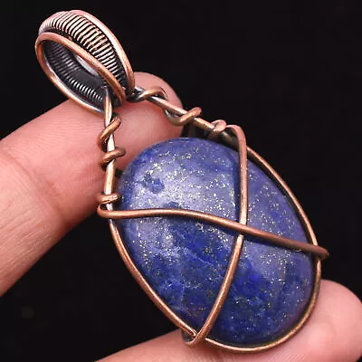 Lapis Lazuli Gemstone Copper Wire Wrapped Handmade Jewelry Pendant 2.09  • $11.33