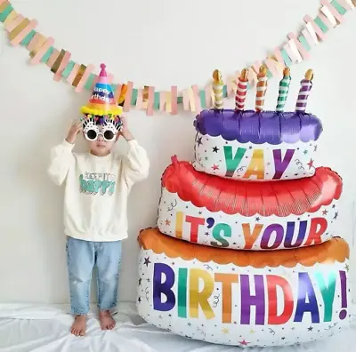 Yay It's Your Birthday 1 Pc Mylar Balloon Large Birthday CakeDecorative Balloon • $4.97