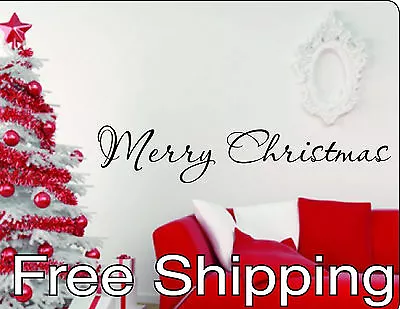 MERRY CHRISTMAS Wall Vinyl Sticker Inspirational Holiday Art Home Decor FREESHIP • $18.95