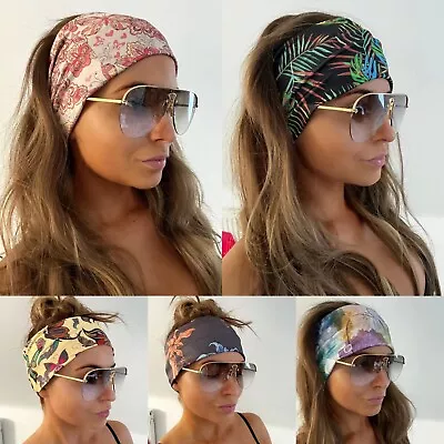 Headband Women Wide Beach Turban Casual Headband Stretchy Soft Fabric Headband • £3.99