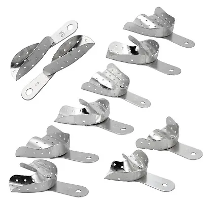 Dental Aluminium Upper&Lower Metal Impression Trays With Holes Perforate • $17.99