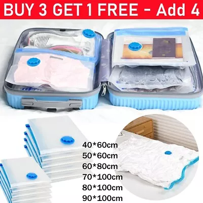 Strong Vacuum StorageBags Saving Space Clothes Saver For Storage Luggage S/M/L • £4.59