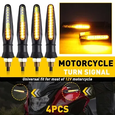 4x Sequential Flowing LED Motorcycle Turn Signal Indicator Lights DRL Brake Lamp • $13.99