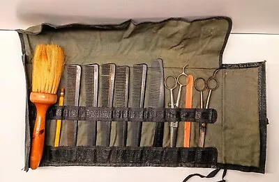 Barbers Tools VINTAGE Supercut 22 Genovese Scissors Combs Brush And Pouch • $24.99