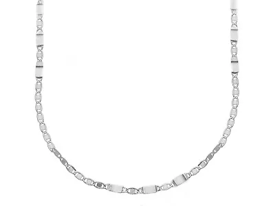 18K WHITE GOLD FLAT CHAIN NECKLACE 2mm ALTERNATE SMALL OVALS & PLATES 24  60cm • $765