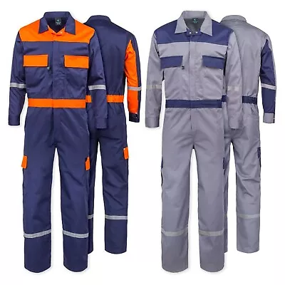 Men's Long Sleeve Cotton Blend Coverall Jumpsuit Enhanced Visibility • $42.95