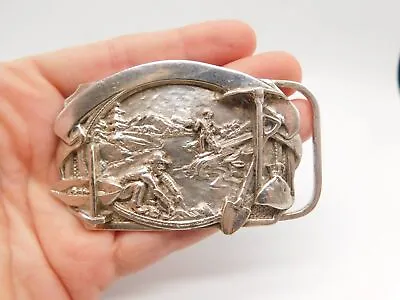 California Gold Rush Prospector Miner Sterling Silver Shovel Pick Belt Buckle • $250