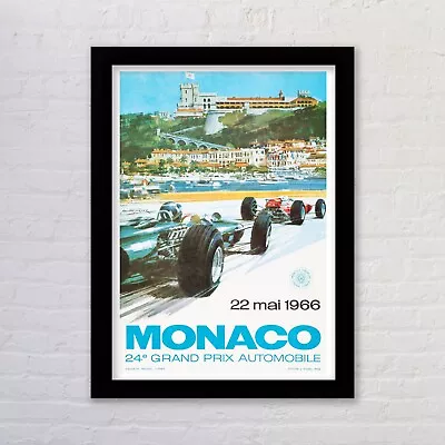 Framed Monaco Grand Prix 1966 Repro Formula 1 F1 Poster Wall Art Print • £3.73