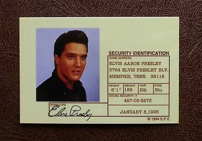 Elvis Presley Security ID Card  1994 Replica From Crystal Craft (Gold Coast) • $2.95