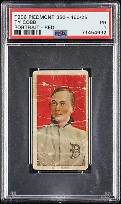 1909-11 T206 Piedmont 350 - 460/25 Ty Cobb Portrait - Red PSA 1 (PR) • $2500