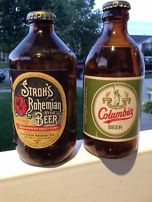 Vintage Stroh's Bohemian Style Beer And Columbia Brown Glass Bottles • $14.25