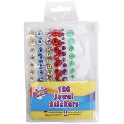£2.49 • Buy Jewel Stickers - Assorted Bright Colours 120 Gems Art Crafts Crystal Rhinestone