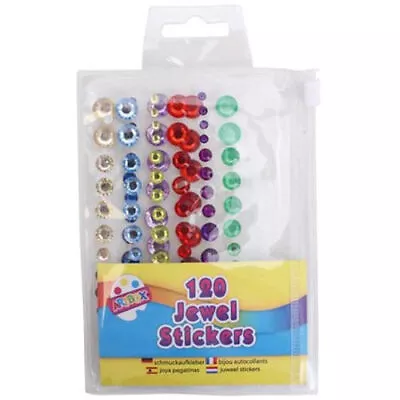 Jewel Stickers - Assorted Bright Colours 120 Gems Art Crafts Crystal Rhinestone • £3.09