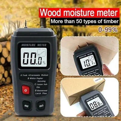 Damp Digital LCD Meter Moisture Detector Tool Wood Humidity Caravan Tester • £8.79