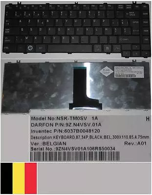 Azerty Keyboard Belgian Toshiba L600 L630 L640 NSK-TM0SV 9Z.N4VSV.01A Black • $36.74