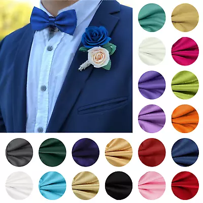 Mens Bow Tie Wedding Party Solid Colour Adjustable Fancy Dress Party Necktie • £2.69