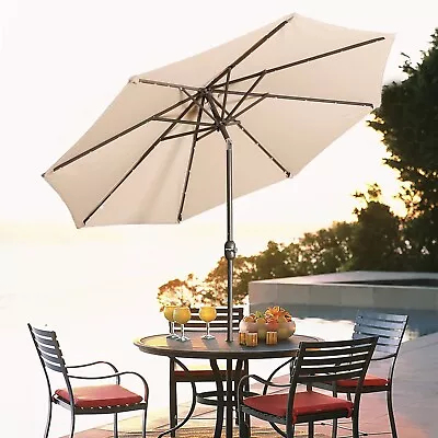 Mondawe 9ft Patio Umbrella Outdoor Market 32 LED Solar Umbrella W/ Tilt & Crank • $71.39