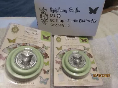 6 NEW Epiphany Crafts Shape Studio Round Punch Paper BUTTERFLY Patterns Stamps • $17.55