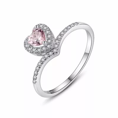 $346.61 • Buy Natural 1.71CT Heart Shape Sapphire Diamond Halo Wedding Ring 14K White Gold FN