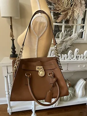 Michael Kors Hamilton East West Medium Brown Saffiano Leather Satchel Pre-Owned • $44.10