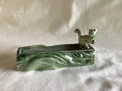 Wade Whimsies  Pottery Collectibles   .  Green Squirrel On A Ceramic Log /tray • £5