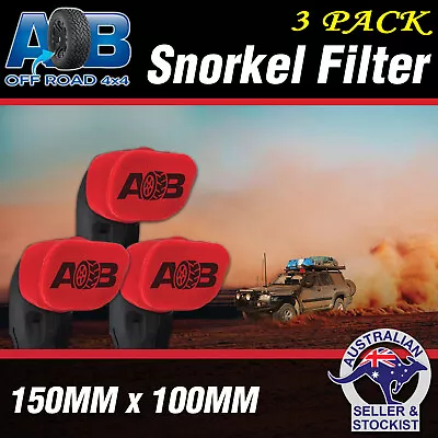 3x RED AOB Snorkel Pre Filter Cleaner 3  150x100mm Ram Head Cover Air Filter 4x4 • $63