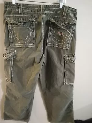 Men's 36x34 Green Cargo True Religion Y2k Vintage Jeans Nwot • $69.95