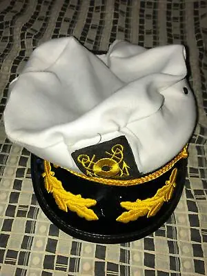 Vtg Captain Sailor Nautical Skipper Sailing Boat Ship Costume Hat Adjustable • $47.87