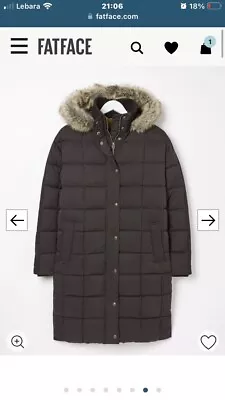 Fat Face Sienna Mid Length Padded Coat Black Size 10 • £45