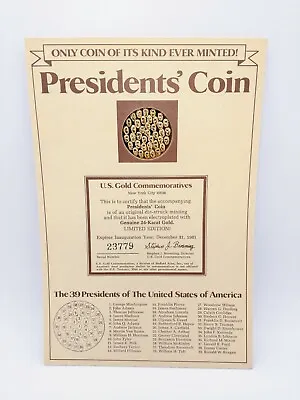 1981 THE 39 PRESIDENTS OF THE UNITED STATES Coin U.S. Gold-Plate Commemoratives • $7.97