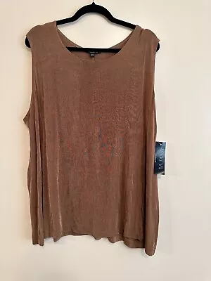 Vikki Vi Classic Stretchy Tank Sleeveless Shirt Women's Plus 2X Light Brown NEW • $32.99