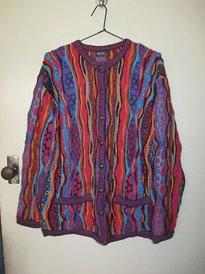 Great Geccu Sz M Unisex 3d Multicoloured Coogi Style Cardigan - Fault • $15.50