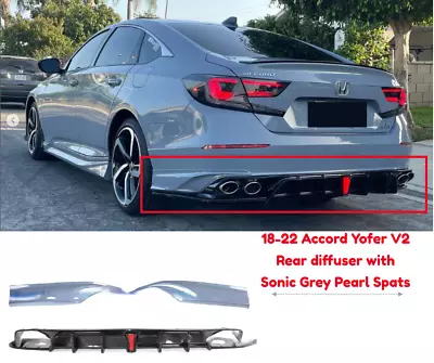 $249 • Buy 18-22 Accord Yofer V2 Led Rear Diffuser+ Sonic Grey Pearl Corner Apron Spats