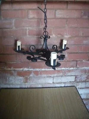 £35 • Buy Vintage Cast Iron Three Arm Candle Holder Chandelier 