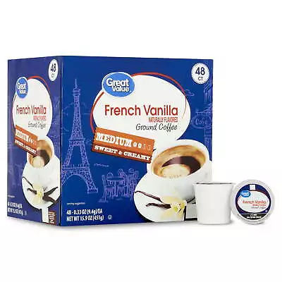Great Value 100% Arabica French Vanilla Medium Roast Ground Coffee Pods 48 Ct • $16.47