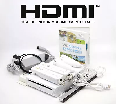 Nintendo Wii Console W/ 2x MotionPlus Controllers Wii Sports Cables + **HDMI** • $179.10