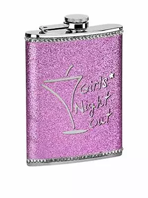 KAV- Girls Night Out Glitter Hip Flask 8 Oz - Hot Pink • £6.99