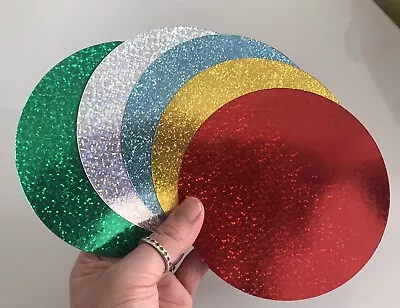 5 Inch Holographic Card Circles 170gsm. Crafting.  Other Sizes Available X 10 • £1.80