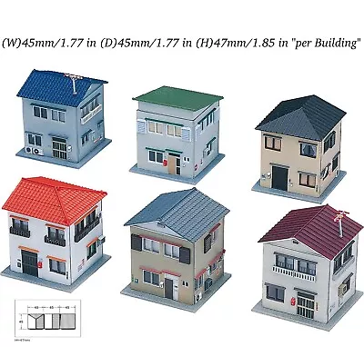 N Scale Greenmax 2137 6 Japanese Suburban Houses Kit NIB Structures Buildings • $34.99