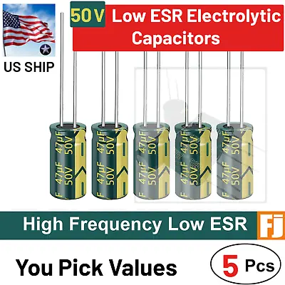 5 Pcs 50V Low ESR High Frequency Electrolytic Capacitors | You Pick | US Ship • $6.05