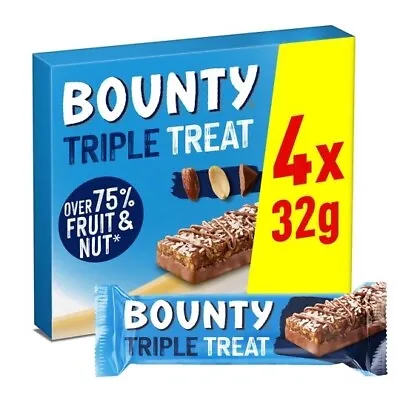 £5.25 • Buy 4x 32g Bounty Triple Treat Fruit Nut & Chocolate Bars