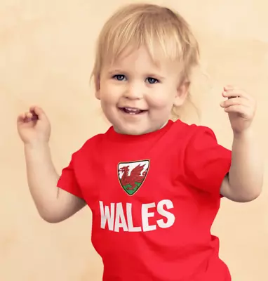 BABY WALES Kit Style Organic T-Shirt 2022 Football Welsh Cymru Rugby 6 Nations • £7.45