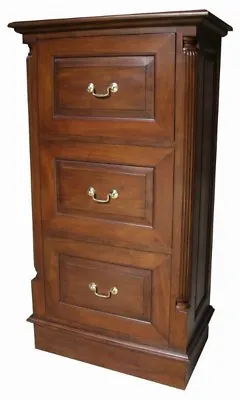 Traditional Solid Mahogany Three Drawer Pillar Filing Cabinet/File Chest CHT024S • £475