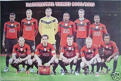 MANCHESTER UNITED  2009/2010 TEAM ON THE PITCH  POSTER- Premier League Football • $17.39