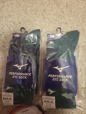 Mizuno Performance OTC Baseball/Softball Socks - Size M - Green 2 Pairs • $10