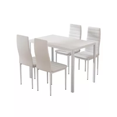 Artiss Dining Chairs And Table Dining Set 4 Chair Set Of 5 White • $185.98