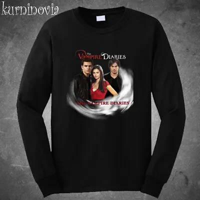 Vampire Diaries TV Series Logo Long Sleeve Black T-Shirt Size S To 3XL • $20.89