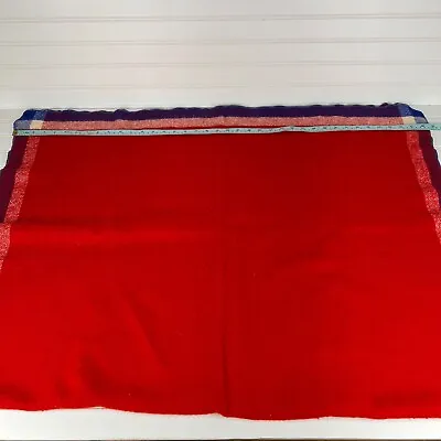 Vintage Wool Blanket Red And Blue Throw Blanket Stadium Blanket Picnic Blanket • $24