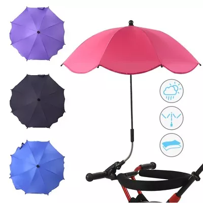 Baby Sun Umbrella Parasol Buggy Pushchair Pram Stroller Shade Canopy Rain Brolly • £9.59