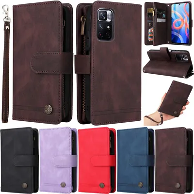 Zipper Wallet Leather Flip Cover Case For Xiaomi Poco M4 Pro Redmi 9T Note 11S • $28.59